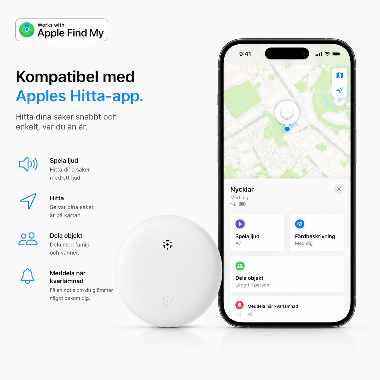 Traxo Tag – Smart Bluetooth-spårare för Apple Hitta